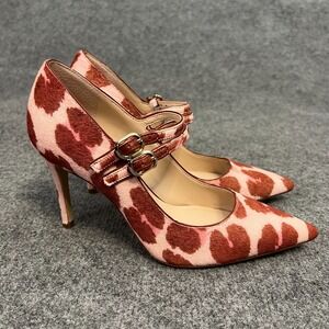 Kate Spade Victorian Pumps Light Pink Leopard Print Calf Hair Size 6